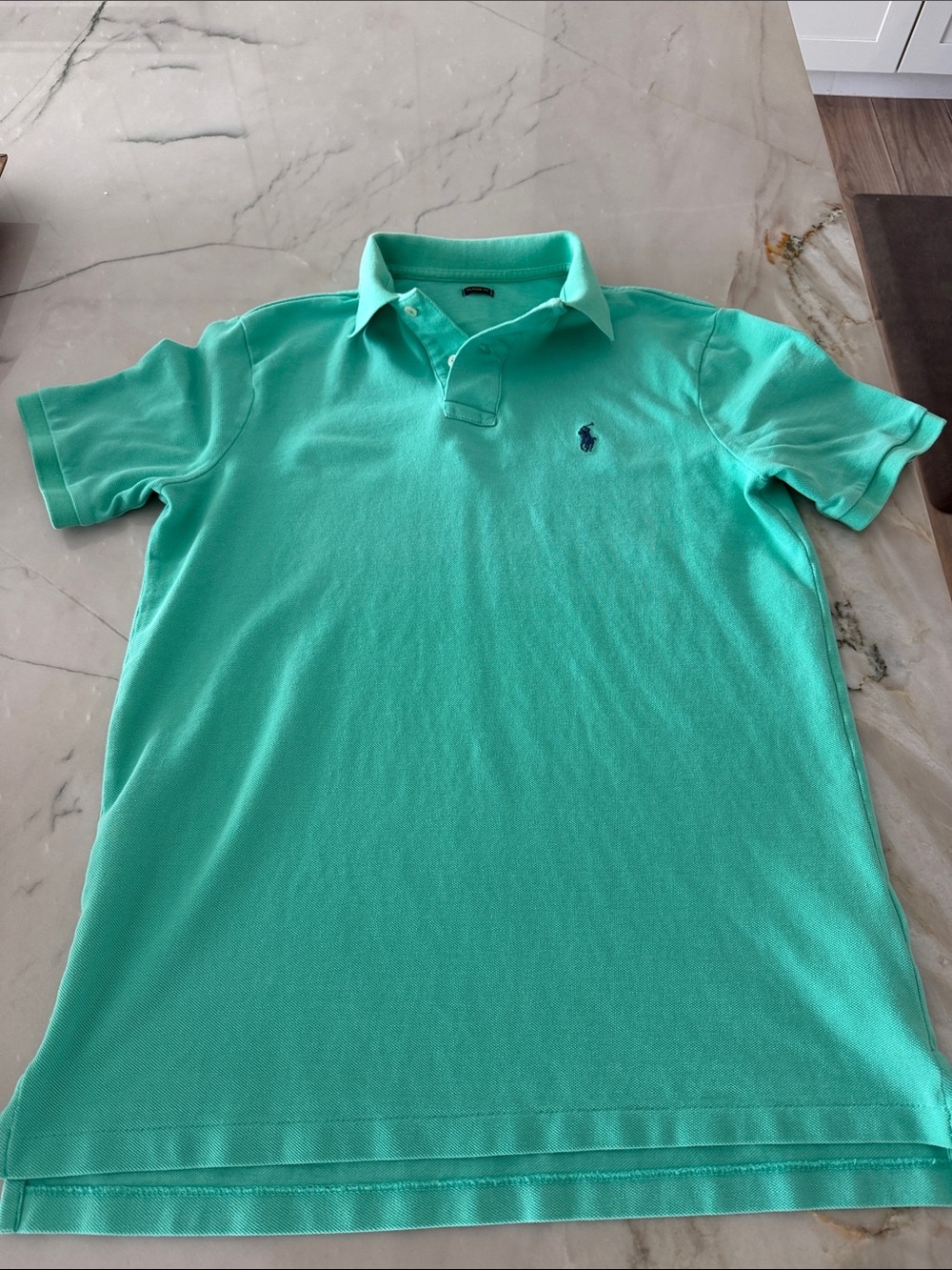 Polo by Ralph Lauren Men’s Seafoam Green Polo Shirt with Navy Pony